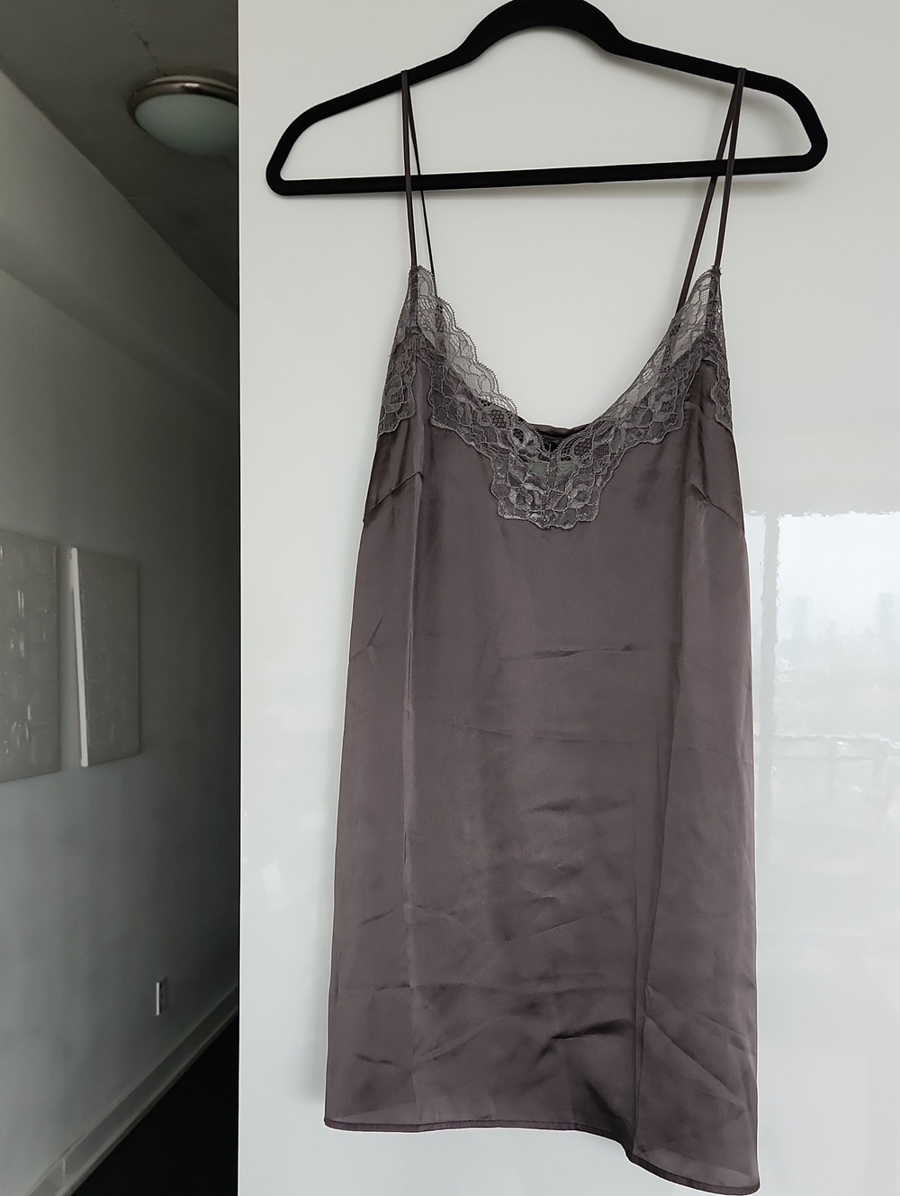 H&M Lace-Trim Slip Dress - Taupe Gray